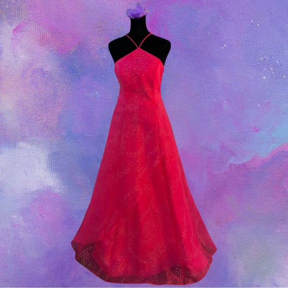 Bright pink with silver stars prom dress - Picture 1 of 3